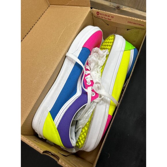 Vans Old Skool Mens Shoes 10 Neon Color Block Canvas & Suede Sneakers - Picture 4 of 11